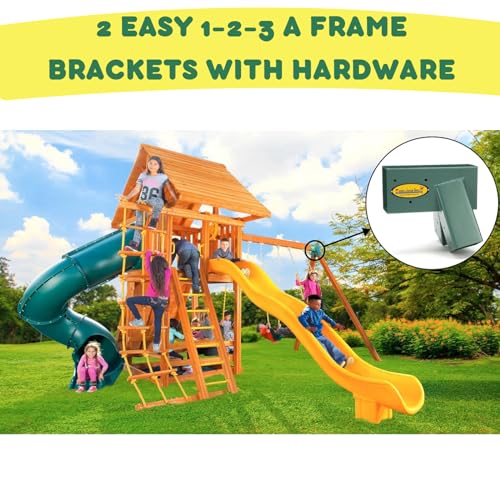 Eastern Jungle Gym DIY Swing Set Hardware Kit with Easy 1-2-3 A-Frame Brackets, Swing Seats, Ring Trapeze Bar and All Assembly Hardware and Instructions - Wood Not Included - Thumbnail 4