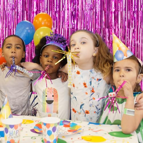 Image of TONIFUL 3-Pack Door Streamers, Metallic Photo Booth Backdrop with Foil Fringe Curtain for Birthday, Bridal Shower, Bachelorette Party Decor (9.9ft x 6.6ft, Pink)