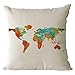 Nunubee Carte du Monde Housses de Coussin Cuisine Linge et Textiles Literie Enfants D'oreillers Etui 45 * 45cm Style 6