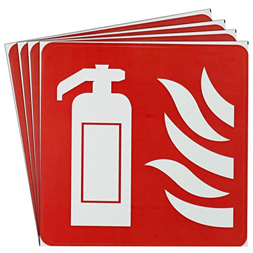 dealzEpic - Fire Extinguisher Sign | Self Adhesive Vinyl Decal Sticker | Pack of 4 Pcs