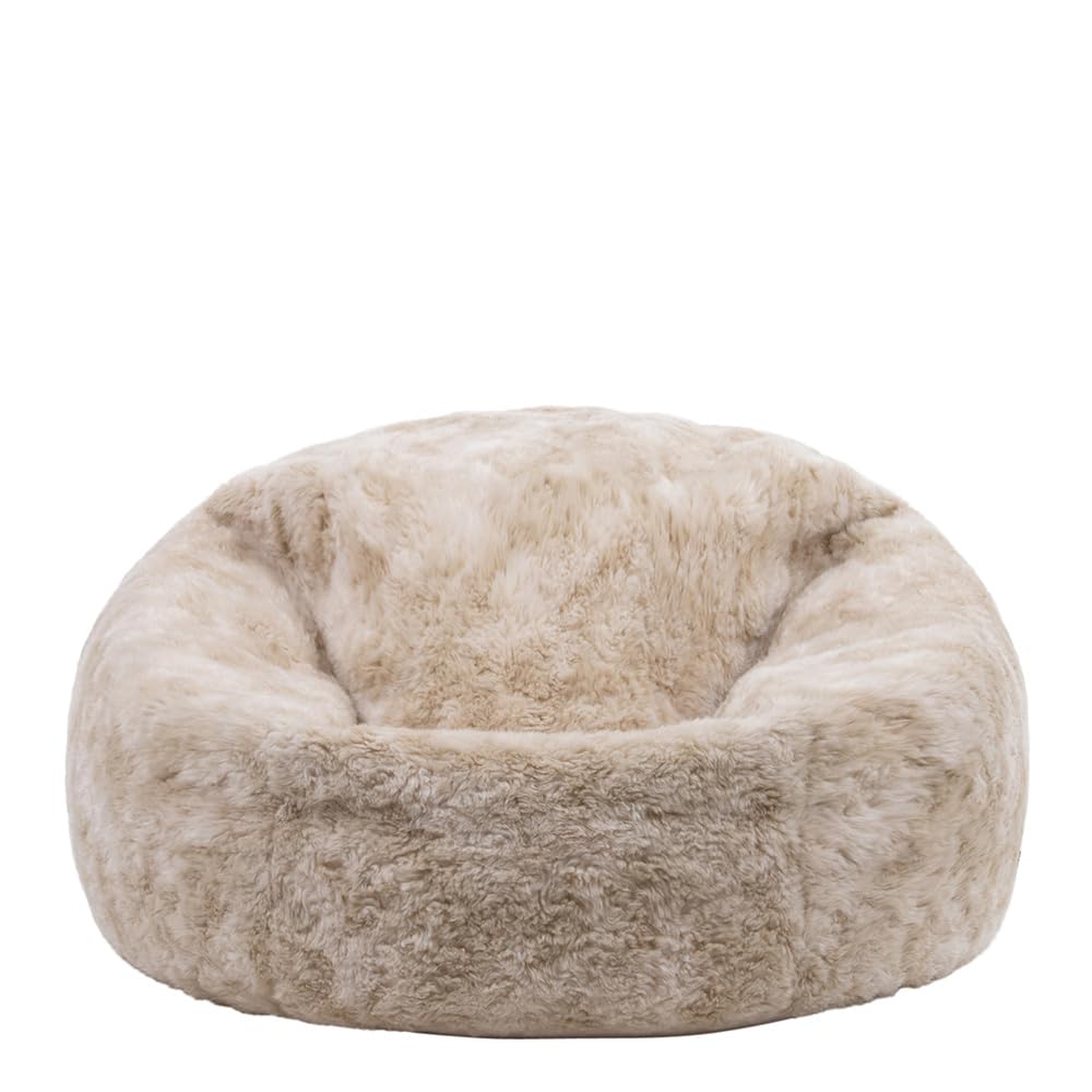 icon Kingston Faux Fur Bean Bag, Yeanling Beige, Large Adult Bean Bag Chair with Filling Included, Comfy Chair, Living Room Furniture, Bedroom Furniture