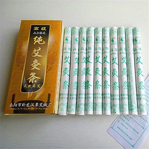 Ymnilian Moxibustion, Moxa Artemisa Puro Rodillo 10pcs / Box Moxa Rolls Tradicional Palo Negro Quemador Roller moxibustión Masaje