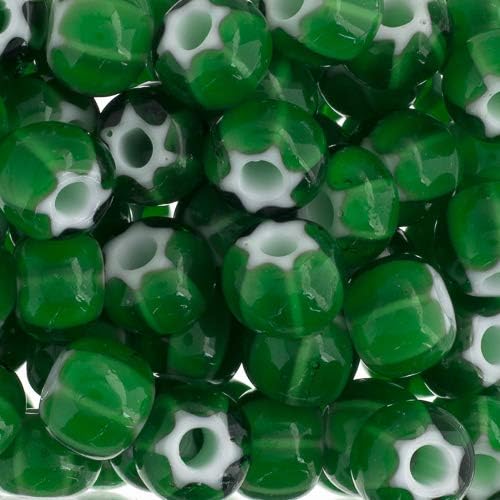 Preciosa Czech Seed Beads 32/0 (8mm) Cornelian White Star Green - 50g Bulk Bag Beads for Jewelry Making and Crafts