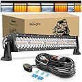 Nilight 22Inch 480W LED Light Bar Spot Flood Amber White Strobe 6 Modes Memory Function Reset Function Off-Road Truck Car ATV SUV Cabin Boat with 16AWG Wiring Harness Kit-1 Lead