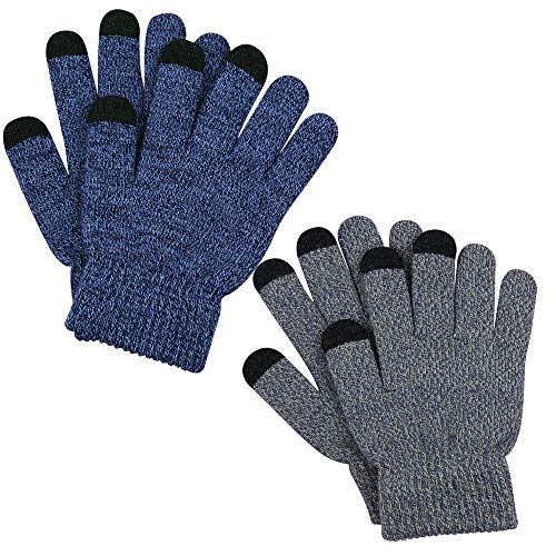 Kids Touchscreen Gloves 2 Pair,Knit Texting Gloves Winter Gloves for Boys&Girls