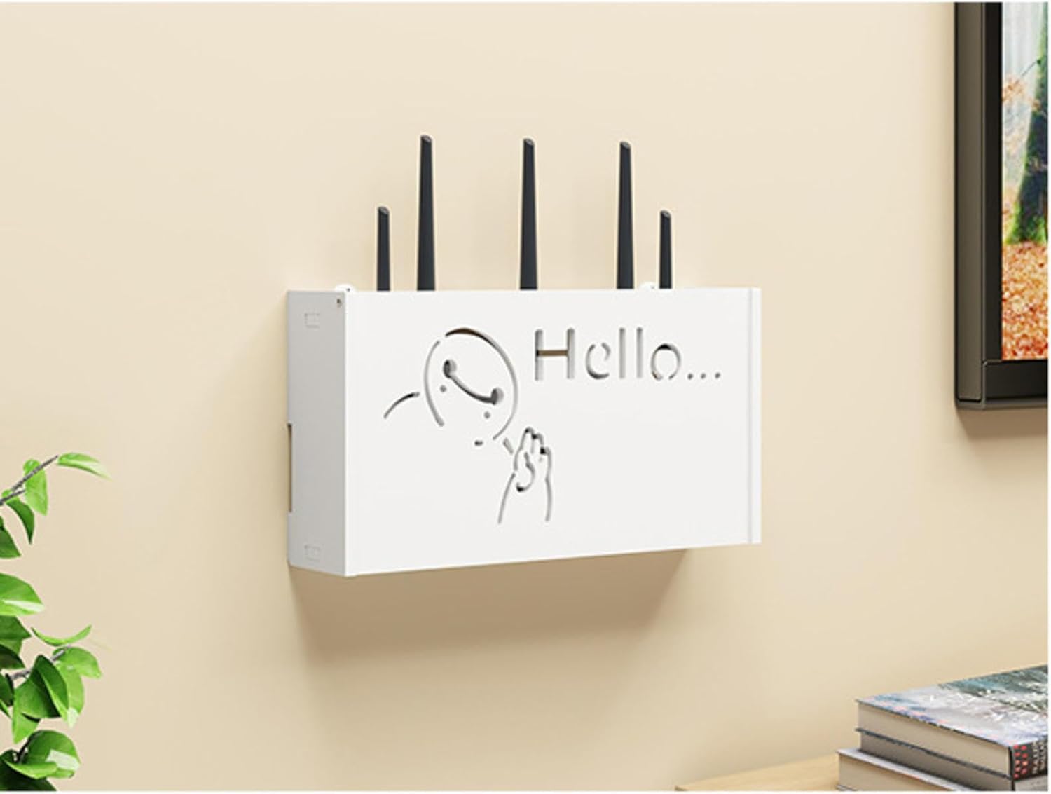 Wifiルーター収納ボックス ホワイト 木製 Wifiルーター収納ボックス ワイヤレスルーターラック Wifiルーターハイダー Wi