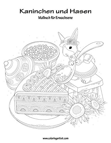 Malbuch mit Kaninchen und Hasen für Erwachsene 1 (Volume 1) (German Edition)