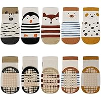 Vicloon rutschfeste Socken für Baby, 5 Paar Baby Socken Baumwolle, Kleinkind Socken Baby, Kinder Anti Rutsch Socken for Babies Toddlers and Kids