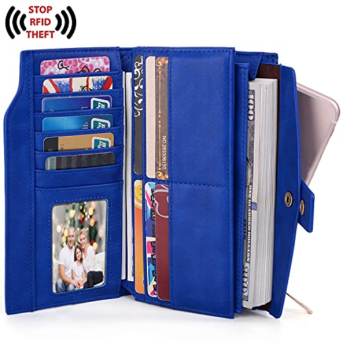 Image of UTO Wallet Women Vegan Leather Wristlet Snap Long Purse Credit Card Holder Elegant Clutch