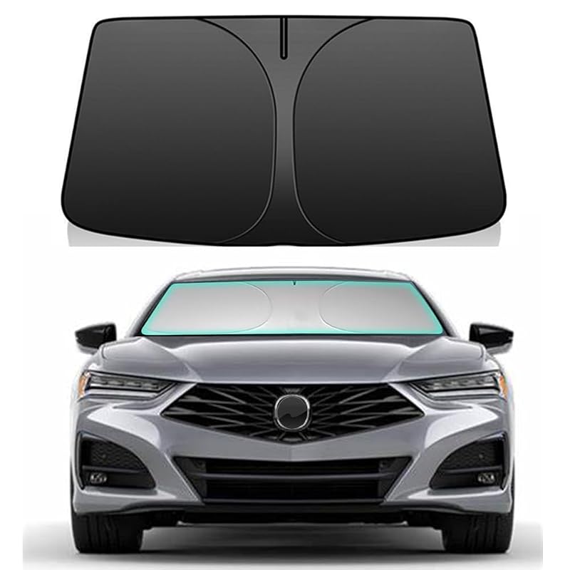Protetor solar para para-brisa LEIMINMAOYI para Acura TLX 2021–2025, dobrável, 4 camadas, prata e preto
