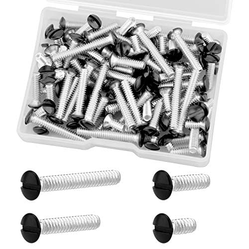 Generic 100Pcs 4 Sizes 6-32 Thread Black Wall Plate Screws (Oval Head, Carbon Steel, Slotted Drive, Fully Threaded, 9mm/30pcs, 14mm/30pcs, 20mm/20pcs, 25mm/20pcs)