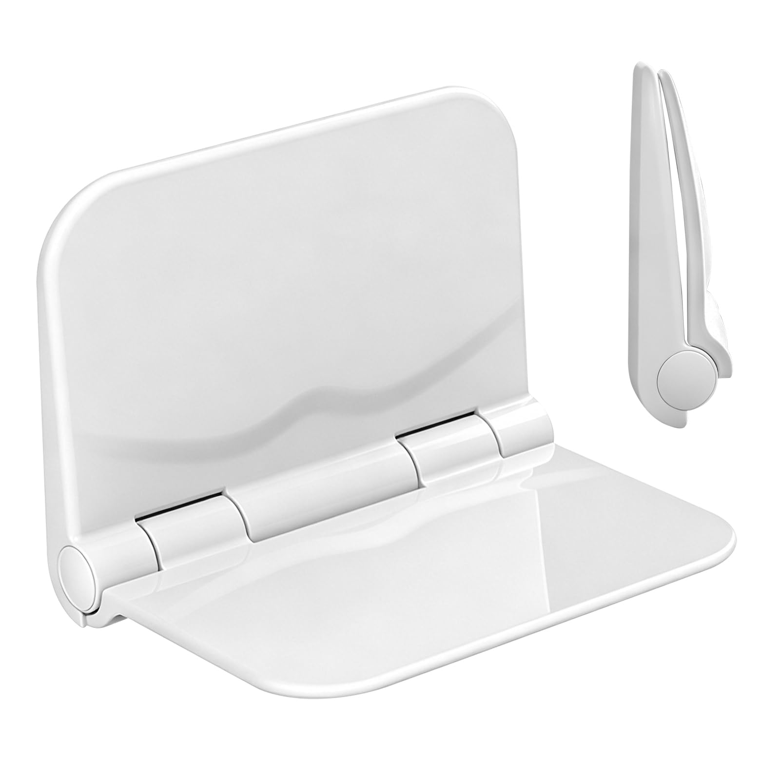 Duschsitz Klappbar Wandmontage, Weiß Extrabreiter Klappsitz Wand für Dusche Ergonomischer Duschstuhl bis 150kg Rutschfester Duschhocker für Senioren für Badezimmer Schlafzimmer