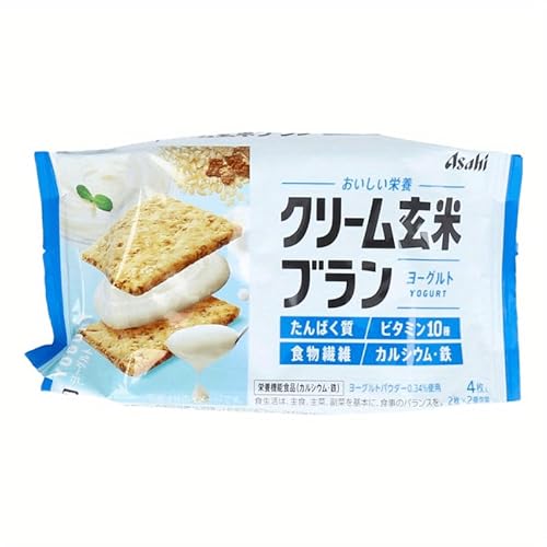アサヒGP ヘルス "クリーム玄米ブラン ヨーグルト 2枚×2個*18パック クリーム風味のビスケット、サンドイッチビスケット、ペストリー、デザート、スナック、朝食デザート
