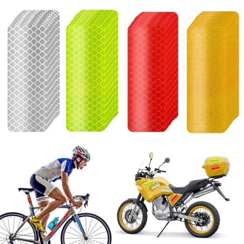 NHQZ 40 PCS Adesivi Rifrangenti Nastro Catarifrangente Adesivo per Moto Veicolo Auto Bici Casco Rigido, Nastro Riflettente Riflettori ad Alta Visibilità Impermeabile Sicurezza Pesca Adesivi Casco Sci