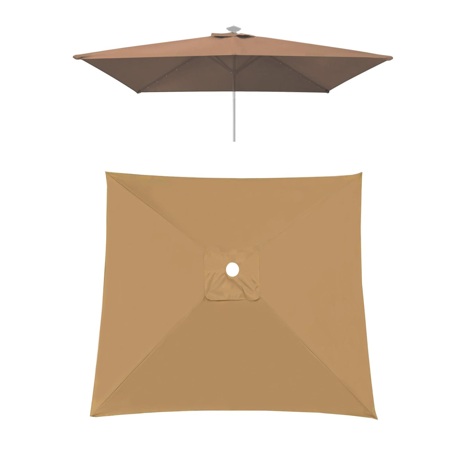 Carré Dessus De Parapluie De Remplacement En Polyester, 3x3m 2x3m 2x2m, 4/6/8 Baleines, Imperméable Protection UV30+, Khaki