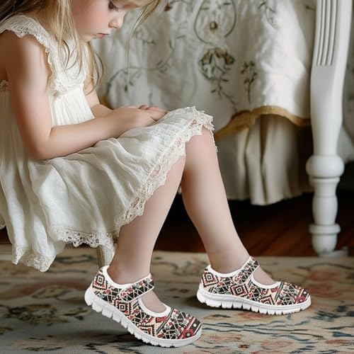 chaqlin Kids Dress Shoes Boho Aztec Stripes Non Slip Casual Sneaker Mary Jane Boys Girls Breathable Mesh Walking Strap Shoes4