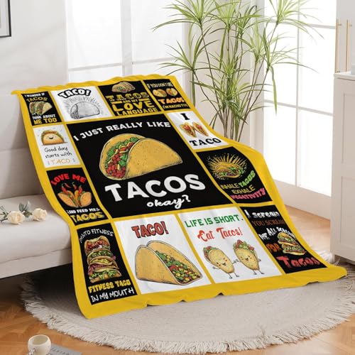 Taco Blanket Food Burrito Throw Blanket Gifts for Taco Lovers Girls Women Kids Boys Adults Men Super Soft Cozy Plush Fluffy Fuzzy Fleece Blanket Home Decor 60''X80''