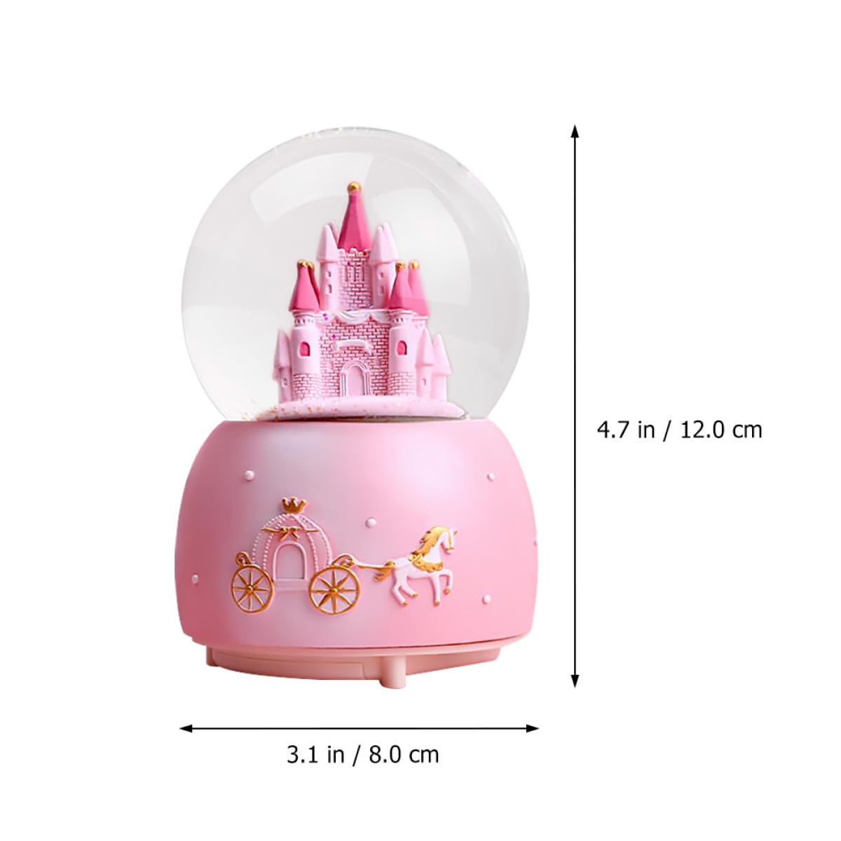 Toyvian Bola de Nieve de Cristal Rosa Mediana Música y Efecto Nieve Manual, Adorno Decorativo para Escritorio y Hogar, Bola de Cristal para Niñas, Obsequio de Cuento de Hadas