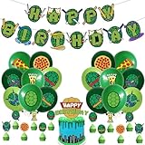 Turtle Birthday Party Decorations Birthday Party Turtle Party Supplies - Big Cake Topper - Cupcake Toppers - Balloons - Happy Birthday Banner