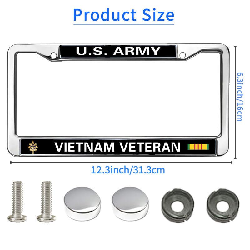 Image of Military Vietnam Veteran License Plate Frame - Military Service Commemorative Car Accessory