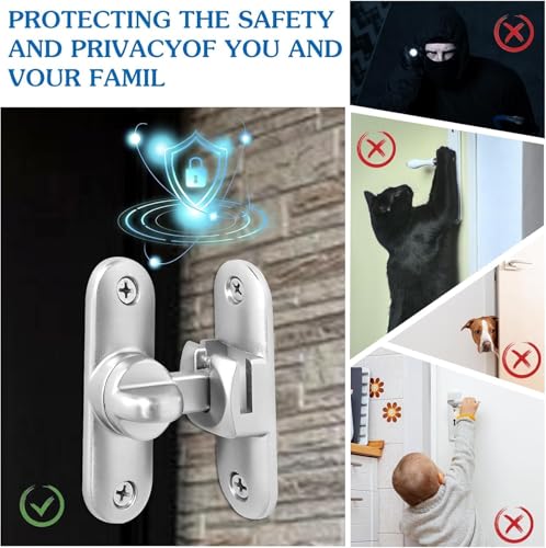 CHAOTEMAI Pestillo Puerta Corredera con 4 Tornillo Cerradura Pestillo para Puerta 90/180 Grados Pestillos para Puertas Cierre Cerrojo Puertas Interior para Cuartos Baño Correderas Habitaciones (Plata) - imagen 8