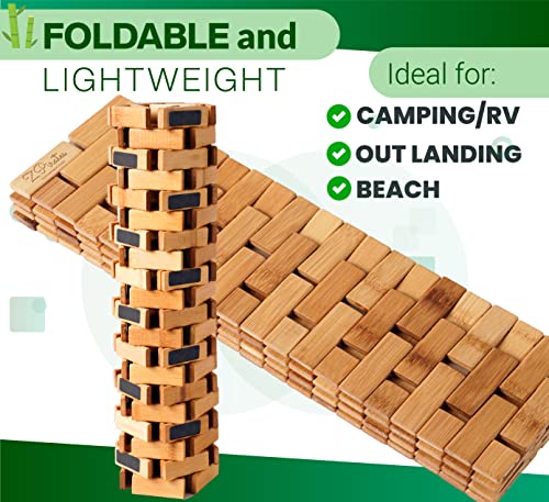 Zpirates Natural Bamboo Wood Bath Mat - Large, 34 X 18 Inches (L X W) Foldable Bathmat, Accessories For Bathroom Sauna Spa Tub And Outdoor #TOP3