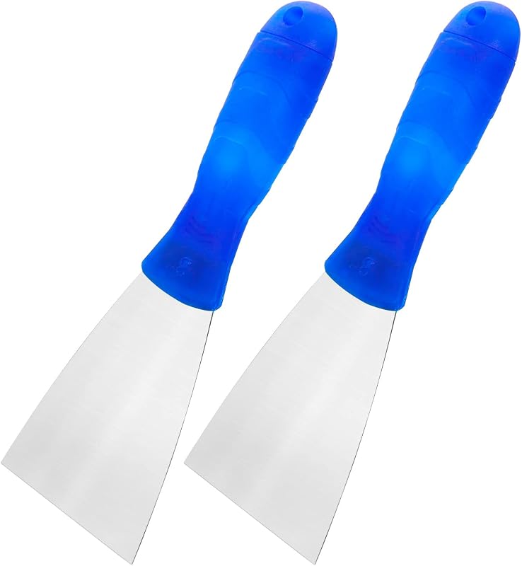 Putty Knife, 2 PCS 3 Inch Metal Steel Scraper, Plastic Handle Spackle Knives for Drywall, Decals, Wall paper, Patching, Painting, Taping, Scraping Coating