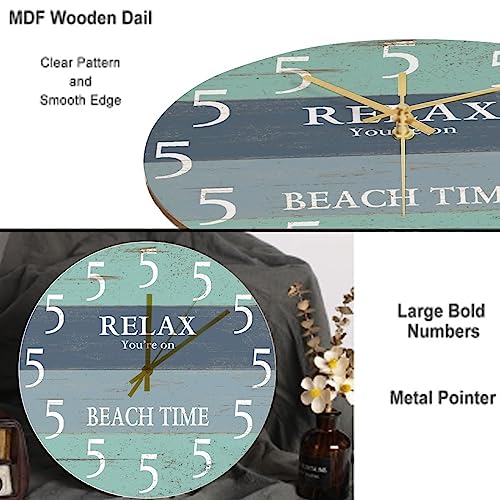 Reloj de pared de madera silencioso estilo vintage 10 pulg miniatura 5