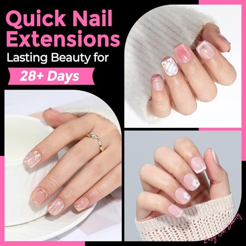 Image of UNA GELLA Extra Short Square Oval Nail Tips 216pcs Pre-shaped Half Matte Square Round Gel Nail Tips Full Cover Squoval Clear Acrylic Fake Nails for Press on Nail Extensions Home DIY Salon 12 Sizes