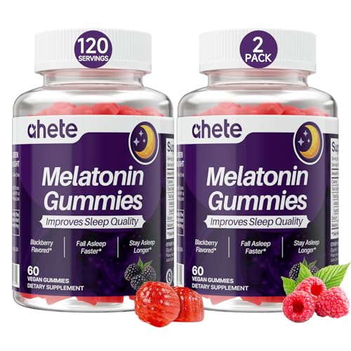 Ahete Melatonin 5mg Gummies for Adults Raspberry Flavor Sleep Aid Sugar-Free 120 Gummies 120 Days Supply