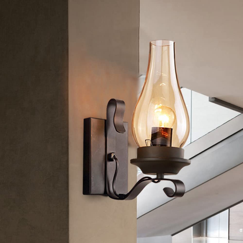 Przemysłowa lampa ścienna, styl vintage, rustykalne oświetlenie wewnętrzne, lampa ścienna zewnętrzna do przemysłowej retro lampa ścienna E27, rustykalne, oświetlenie wewnętrzne, lampa ścienna
