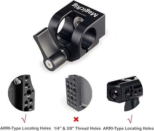 Miniatura 5 de MAGICRIG Abrazadera de varilla de un solo orificio de 0.591 in para montaje accesorio tipo ARRI en el mango de la cámarajaulaplaca para extensión de