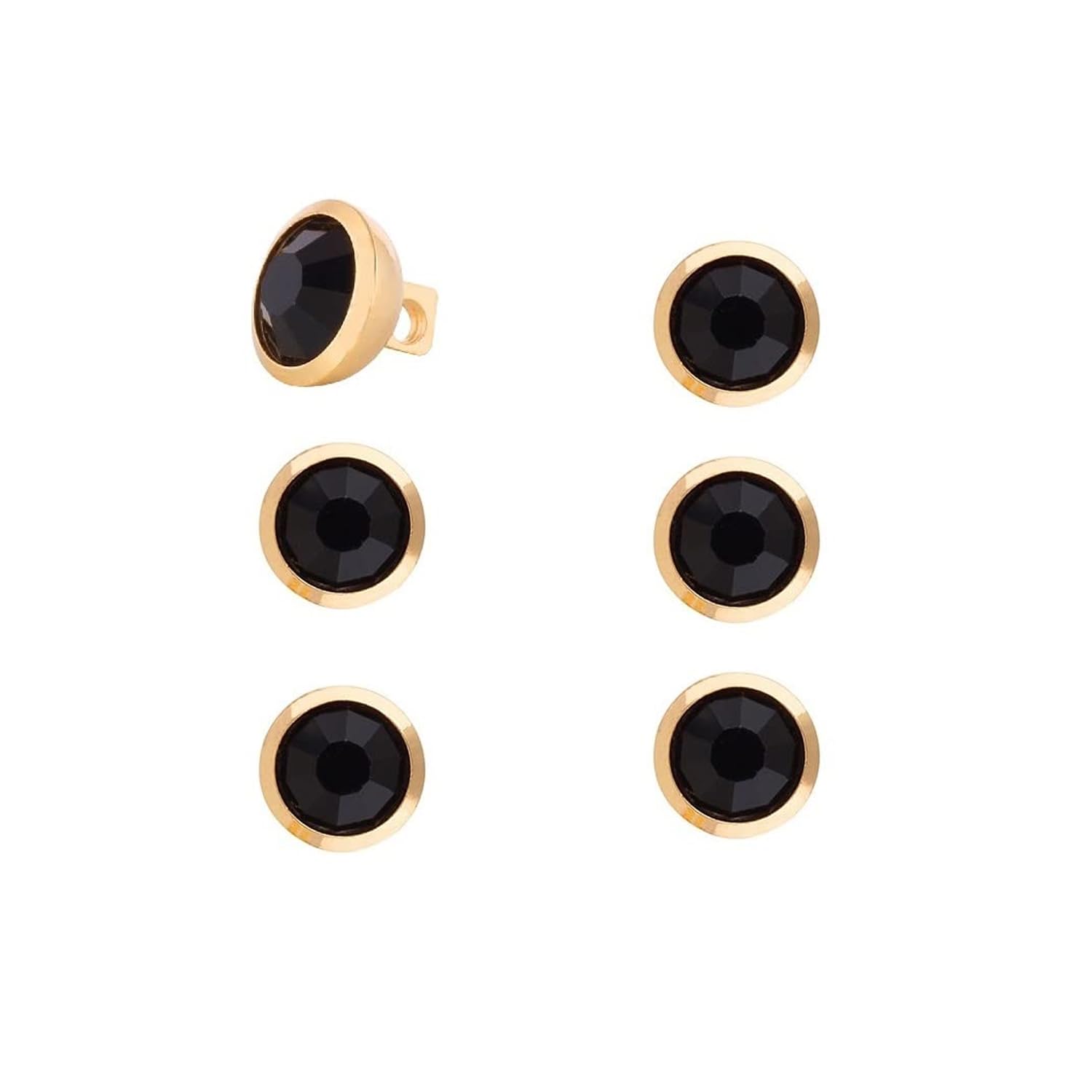 FASHIONS 6 Pcs Gold Plated Round Stone Kurta Buttons Cufflinks Sherwani Cuff links Shirt Coat Stud Buttons for Men & Women-image-26