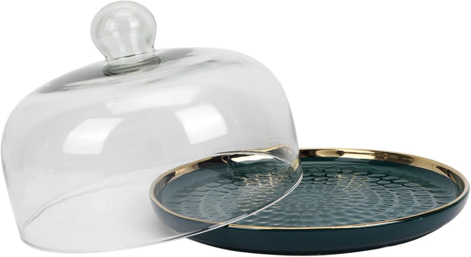 KICHOUSE Dessert Tray Set with Glass Dome Cover Cake Serving Plate Food Storage Container for Parties and Events for Displaying Cakes and Snacks