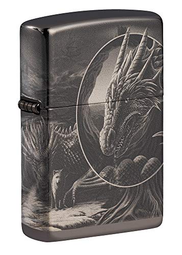 Encendedor de bolsillo Zippo diseño Mythical negro pulido