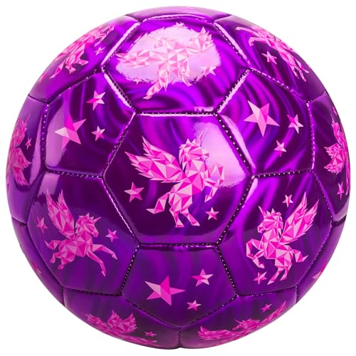 INPODAK Size 4 Soccer Ball for Kids with Pump Pink Soccer Ball for Girls Indoor Outdoor Sports Toy for Birthdays Holidays and Practice