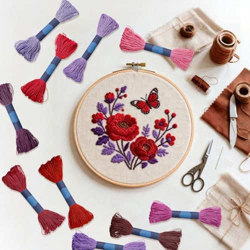 Hilos de Sashiko 100% Algodón 10 piezas 25 m cada uno miniatura 6
