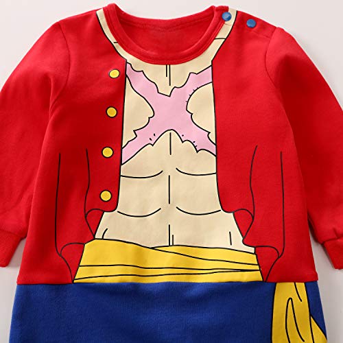 Baby Rompers Boys Girls Infants One Piece Cartoon Outfits Button Cotton Jumpsuit Long Sleeve Red&Blue2 9-12 Months/80 #TOP7