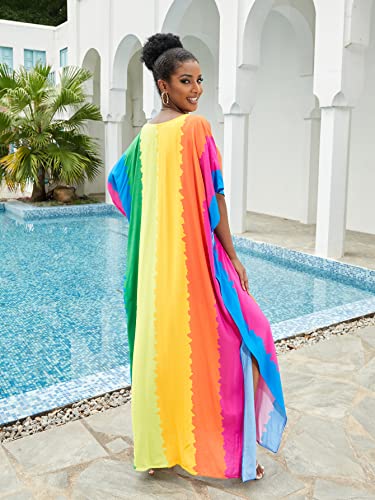 Image of NFVNKJ Women's Plus Size Beach Lounge Kaftan Maxi Dress Swimsuit Coverup for Women