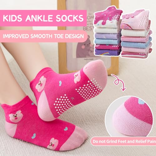 Baby Girls Boys Toddlers Kids Grips Socks 12 Pairs Non Slip Anti Skid Ankle No Show Funny Cotton Socks with Grippers4