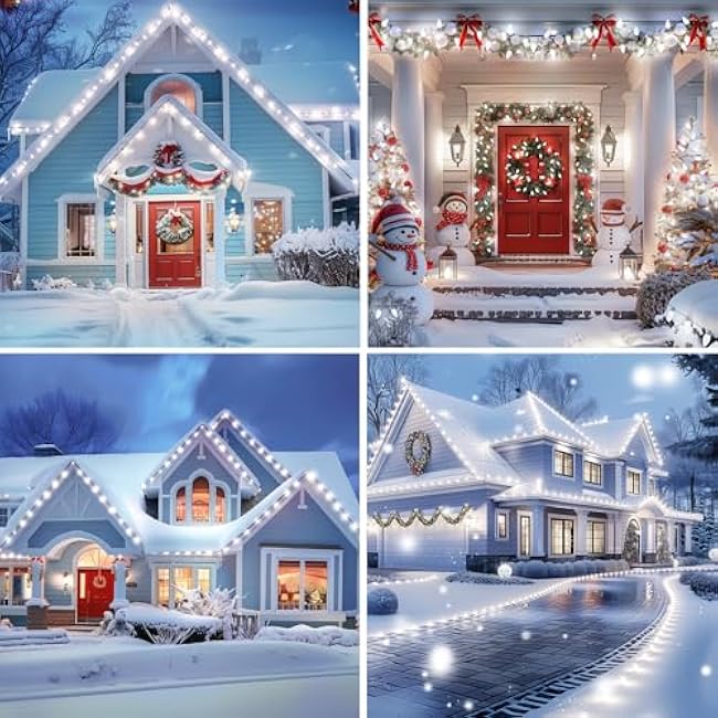 C9 Christmas String Lights White, 66ft 100 LED Faceted Christmas Lights on Green Wire, Large Bulb Strawberry String Lights for House Roof Roofline Christmas Tree Party Outdoor