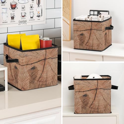 Boîte de rangement pliable cube imitation bois ancien pour placard - 8
