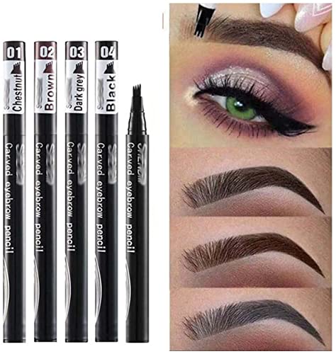 1 bolígrafo de tinta líquida para cejas de tatuaje resistente al agua 4 tenedores lápiz de tatuaje de cejas lápiz de cejas Microblading con micro crea cejas de aspecto natural sin esfuerzo (negro)