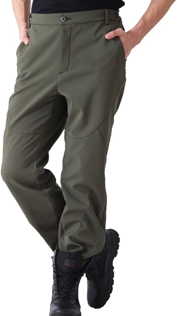 BOSOZOKU Mens Soft Shell Waterproof Cargo Pants Outdoor Hiking Military