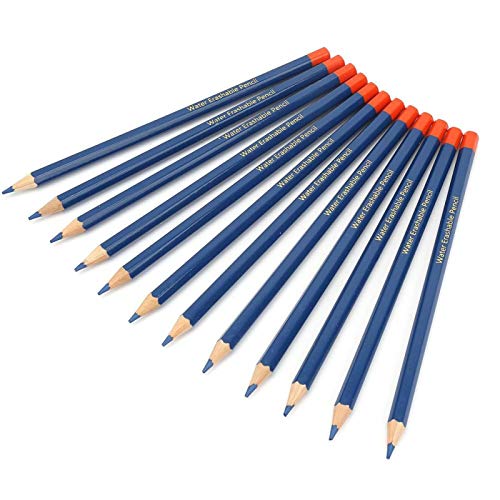 12 lápices de color azul con cuerpo de madera miniatura 1