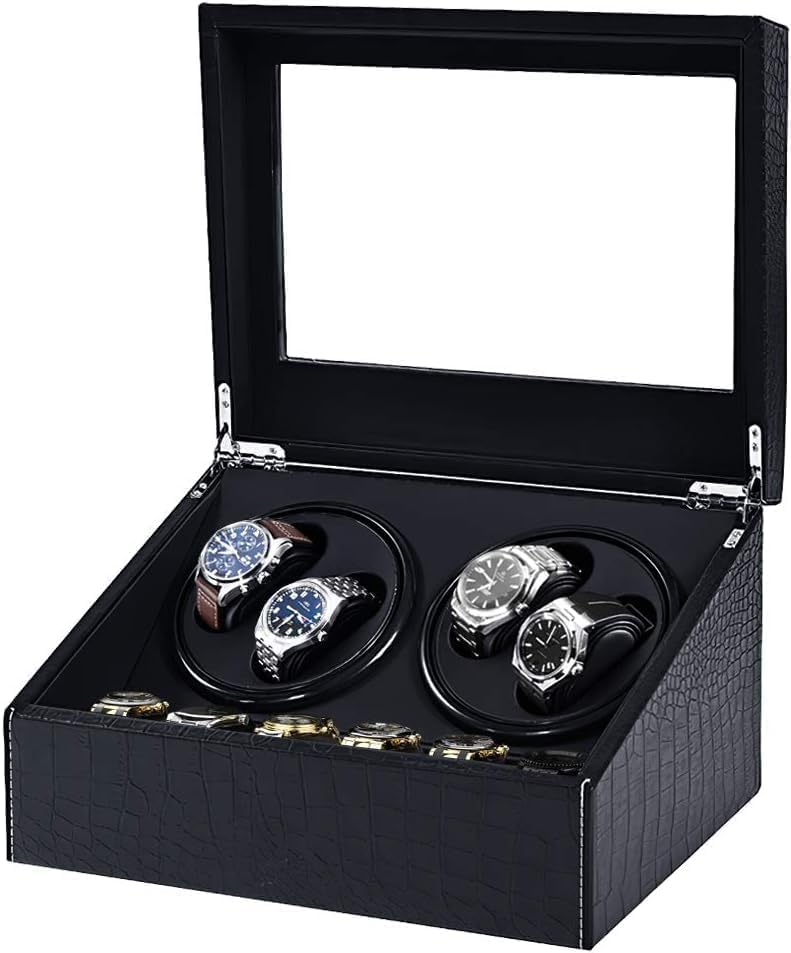 Premium Automatic Watch Winder, 4+6 Storage Display Box, Japanese Quiet Motor, AC Adapter