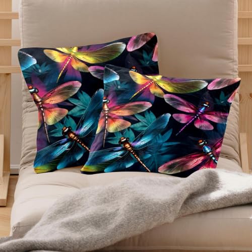 Housse de coussin velours lavable 50x50cm libellule douce - 3