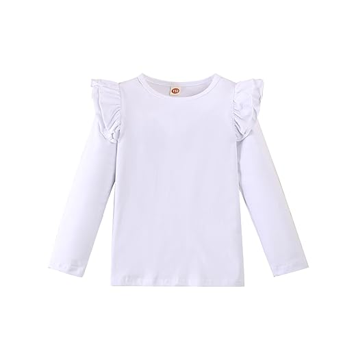 Camiseta infantil 12 m-7 anos manga com babados lisa lisa sem mangas blusa infantil roupas casuais