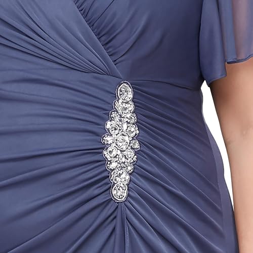 Image of Alex Evenings Women's Long Surplice Neckline Mother of The Bride Dress with Flutter Sleeve Dress (Plus Size)