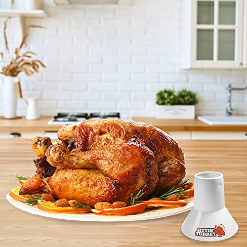 Sittin' Turkey Ceramic Beer Can Turkey Roaster & Steamer- Easily Infuse Marinades And Bbq Flavors For Juicier, Flavorful Meat - Xl Base Perfectly Cooks Up To An 18Lb Turkey For Lunch & Dinner Parties #TOP4